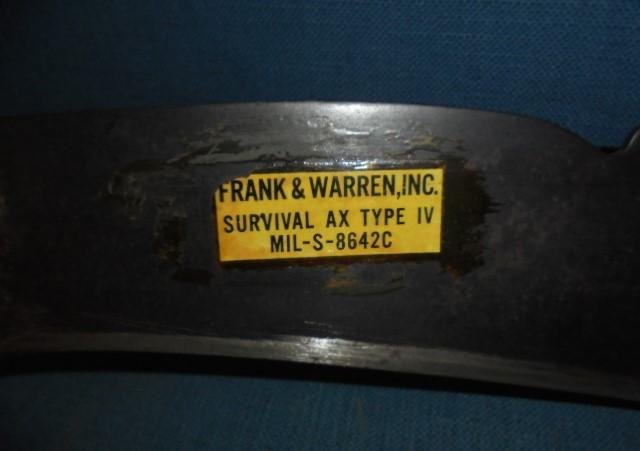 Very Rare 1966 Dated Frank & Warren Survival Ax Type 1V S/n 03535